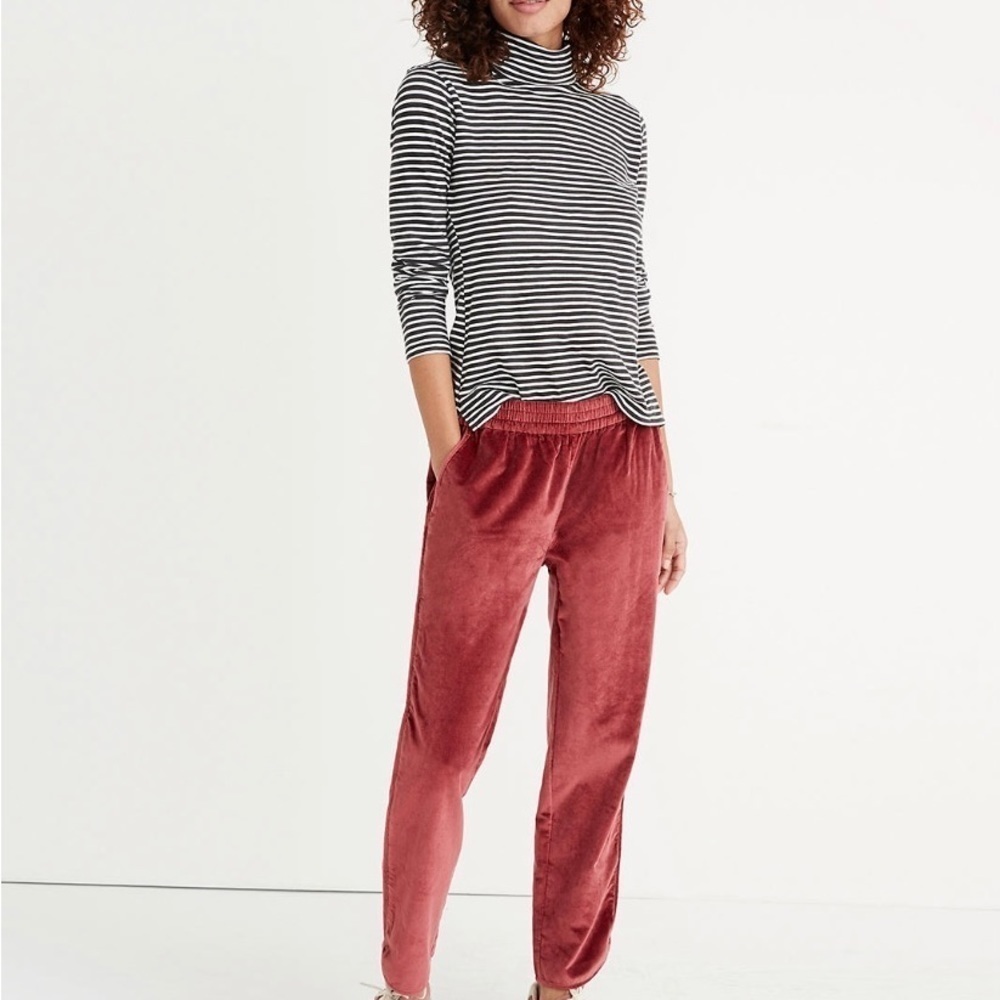 NWOT Women’s Madewell Track Trousers in Velvet, Size XS